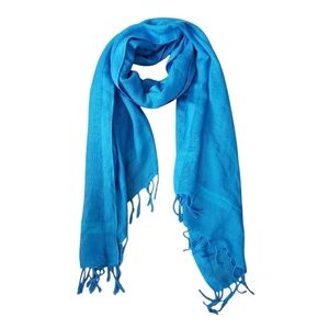Halogen Blue Linen Viscose Blend Pashmina Stole Scarf Beach Wrap